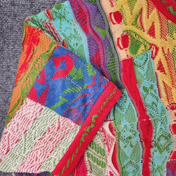 COOGI Australia Short Sleeve Sweater Knit Intricate Colorful Large Patchwork Art - Picture 10 of 16